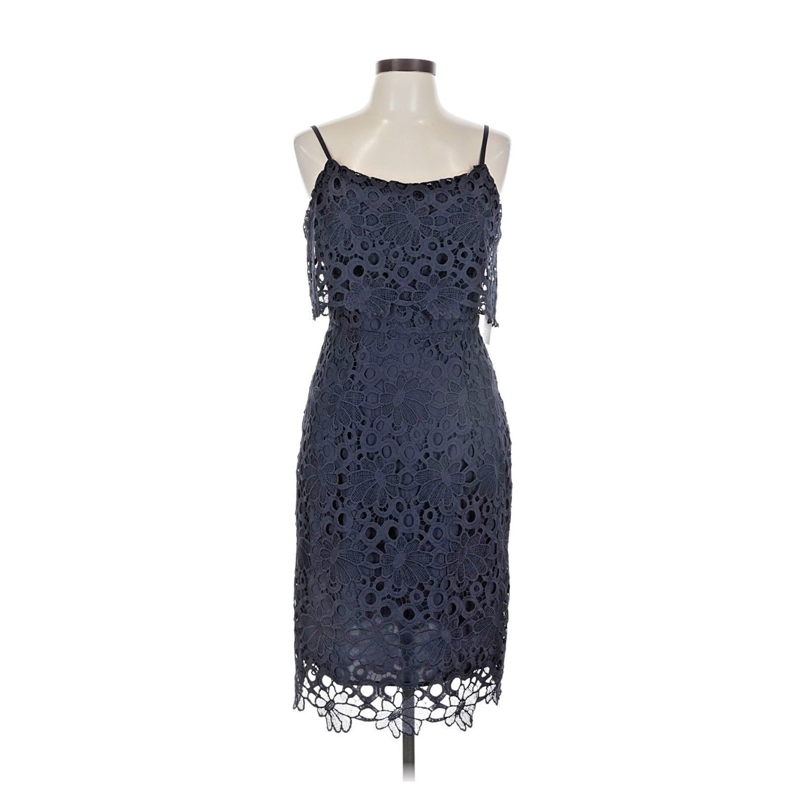 Nanette Lepore Navy Blue Bella Donna Floral Crochet Lace Sheath Dress Size 8 Nwt